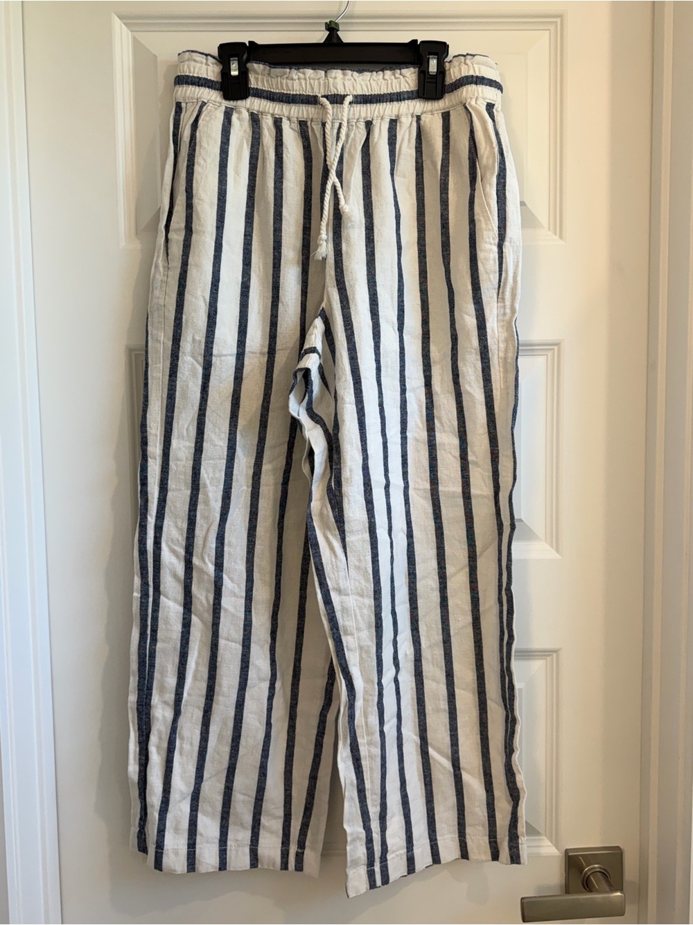 J. Crew Striped Drawstring Linen-Blend Pants